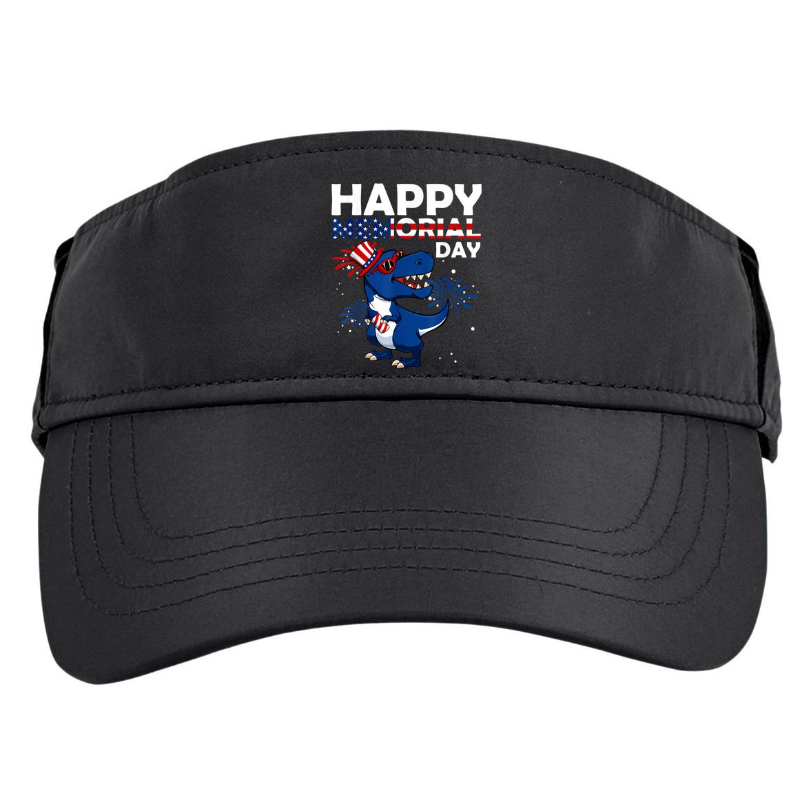 Happy Memorial Day 4th Of July Dinosaur American Flag Adult Drive Performance Visor