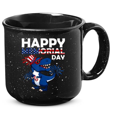 Happy Memorial Day 4th Of July Dinosaur American Flag 15oz Campfire Ceramic Mug
