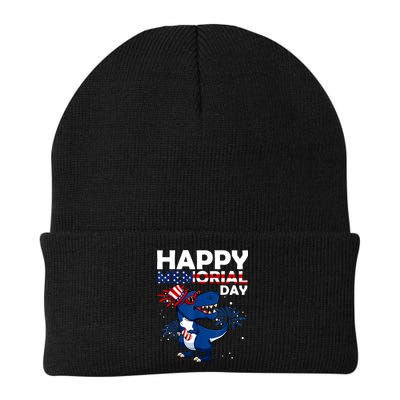 Happy Memorial Day 4th Of July Dinosaur American Flag Beanie