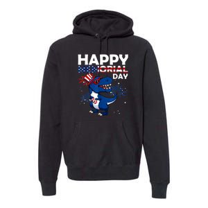 Happy Memorial Day 4th Of July Dinosaur American Flag Premium Hoodie