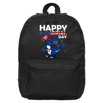 Happy Memorial Day 4th Of July Dinosaur American Flag 16 in Basic Backpack