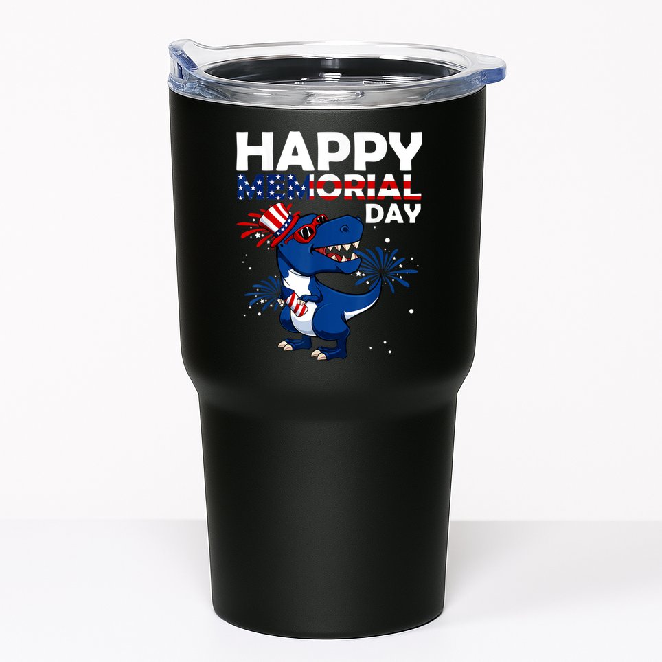 Happy Memorial Day 4th Of July Dinosaur American Flag Tumbler