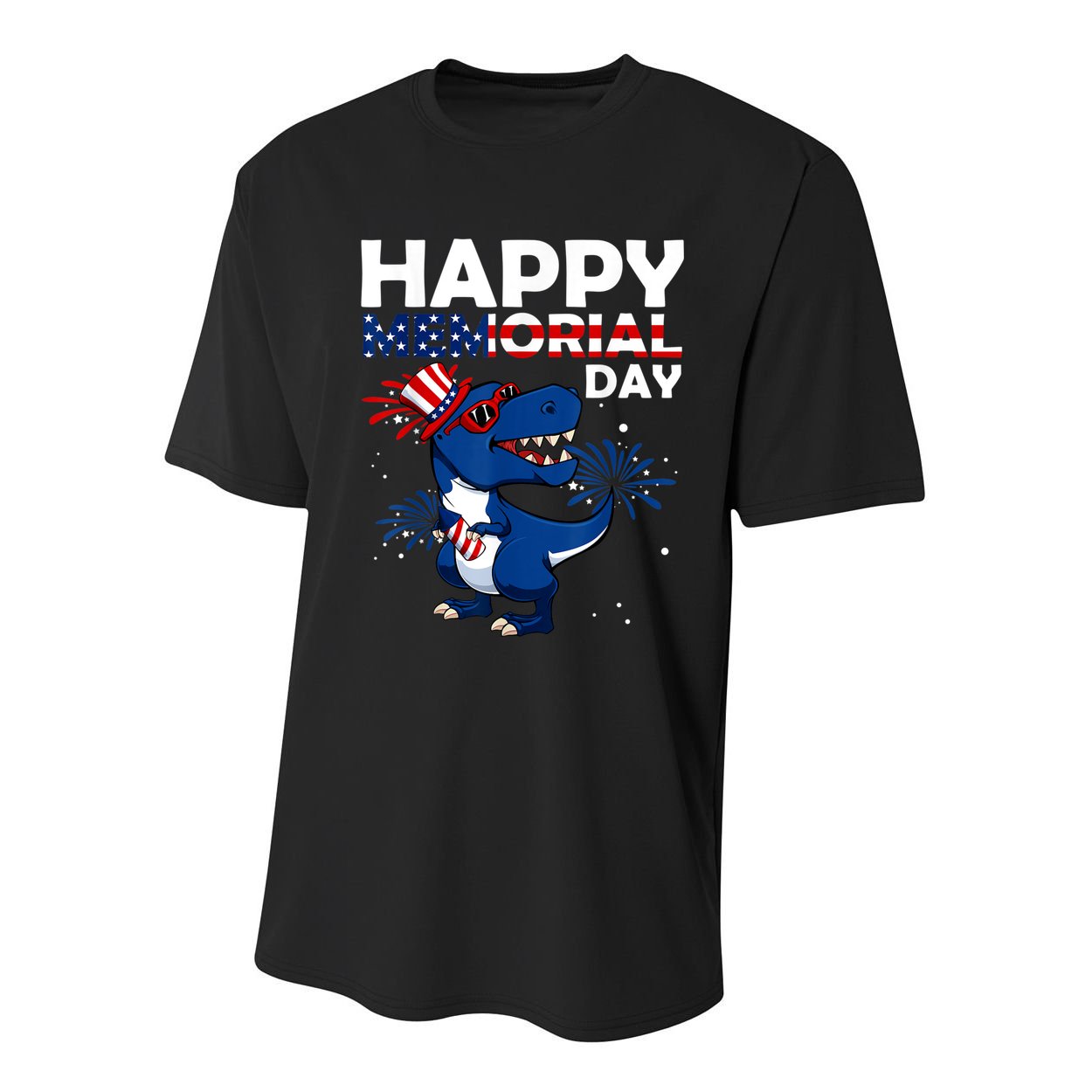 Happy Memorial Day 4th Of July Dinosaur American Flag Youth Performance Sprint T-Shirt
