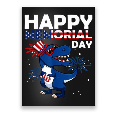 Happy Memorial Day 4th Of July Dinosaur American Flag Poster