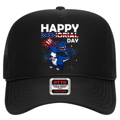 Happy Memorial Day 4th Of July Dinosaur American Flag Trucker Hat