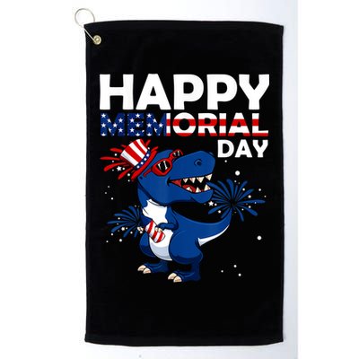 Happy Memorial Day 4th Of July Dinosaur American Flag Golf Towel