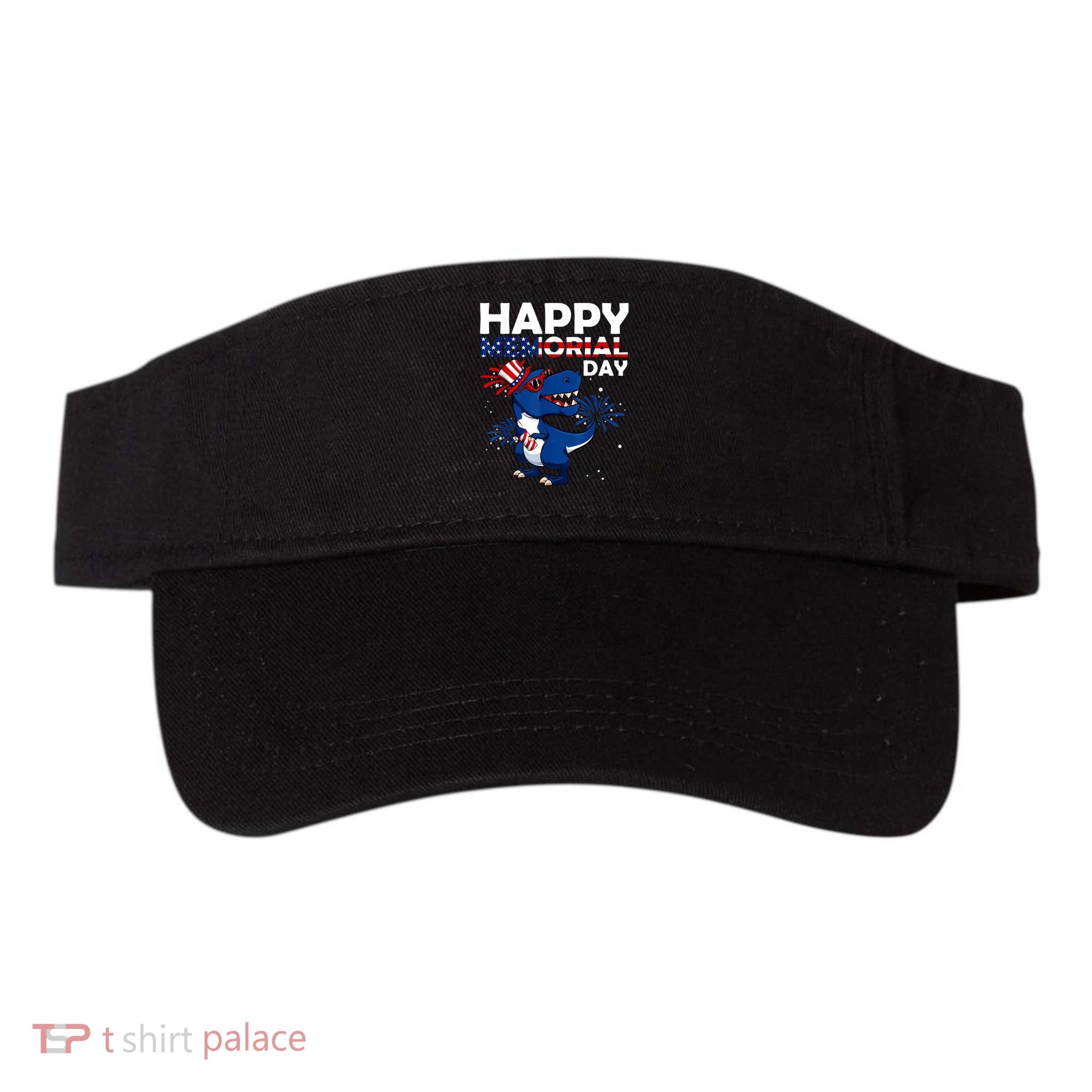 Happy Memorial Day 4th Of July Dinosaur American Flag Visor
