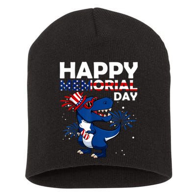 Happy Memorial Day 4th Of July Dinosaur American Flag Short Acrylic Beanie