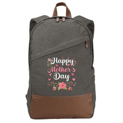 Happy MotherS Day Mommy Cute Floral Women For Mom Grandma Cotton Canvas Backpack