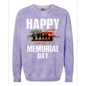 Happy Memorial Day USA Flag American Patriotic Armed Forces Colorblast Crewneck Sweatshirt