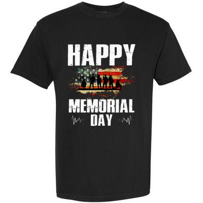 Happy Memorial Day USA Flag American Patriotic Armed Forces Garment-Dyed Heavyweight T-Shirt