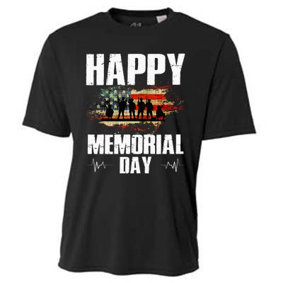 Happy Memorial Day USA Flag American Patriotic Armed Forces Cooling Performance Crew T-Shirt