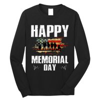 Happy Memorial Day USA Flag American Patriotic Armed Forces Long Sleeve Shirt