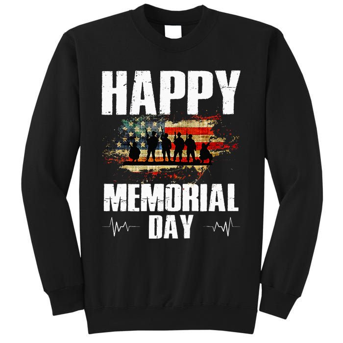 Happy Memorial Day USA Flag American Patriotic Armed Forces Sweatshirt