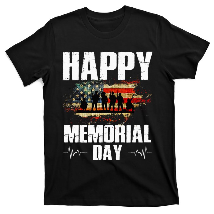 Happy Memorial Day USA Flag American Patriotic Armed Forces T-Shirt