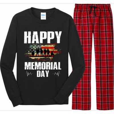 Happy Memorial Day USA Flag American Patriotic Armed Forces Long Sleeve Pajama Set