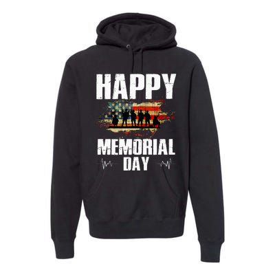 Happy Memorial Day USA Flag American Patriotic Armed Forces Premium Hoodie