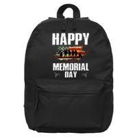 Happy Memorial Day USA Flag American Patriotic Armed Forces 16 in Basic Backpack