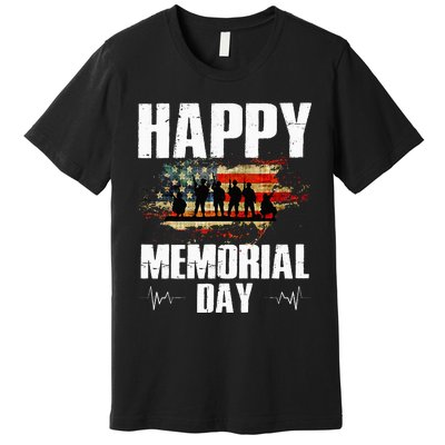 Happy Memorial Day USA Flag American Patriotic Armed Forces Premium T-Shirt