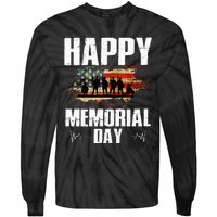 Happy Memorial Day USA Flag American Patriotic Armed Forces Tie-Dye Long Sleeve Shirt