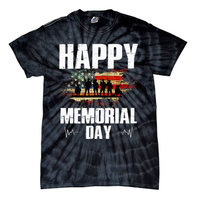 Happy Memorial Day USA Flag American Patriotic Armed Forces Tie-Dye T-Shirt