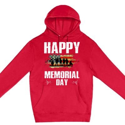 Happy Memorial Day USA Flag American Patriotic Armed Forces Premium Pullover Hoodie