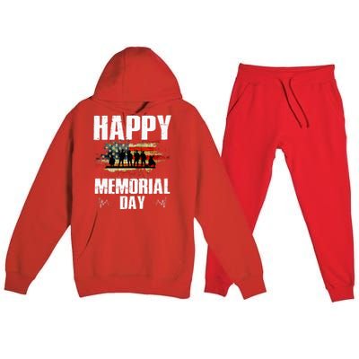 Happy Memorial Day USA Flag American Patriotic Armed Forces Premium Hooded Sweatsuit Set