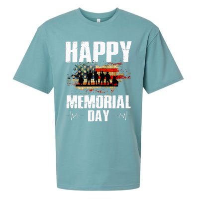 Happy Memorial Day USA Flag American Patriotic Armed Forces Sueded Cloud Jersey T-Shirt