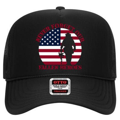 Happy Memorial Day Remembrance High Crown Mesh Back Trucker Hat