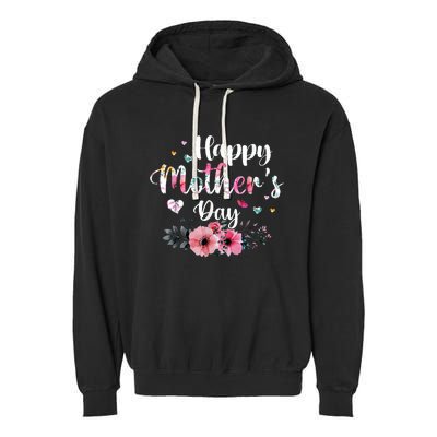 Happy Mother's Day Cute Floral For Mom Grandma Garment-Dyed Fleece Hoodie