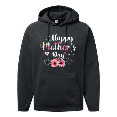 Happy Mother's Day Cute Floral For Mom Grandma Performance Fleece Hoodie