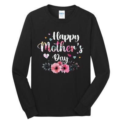 Happy Mother's Day Cute Floral For Mom Grandma Tall Long Sleeve T-Shirt