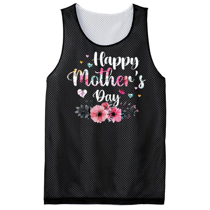 Happy Mother's Day Cute Floral For Mom Grandma Mesh Reversible Basketball Jersey Tank