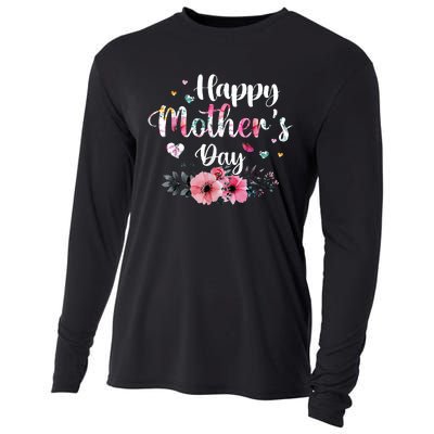 Happy Mother's Day Cute Floral For Mom Grandma Cooling Performance Long Sleeve Crew