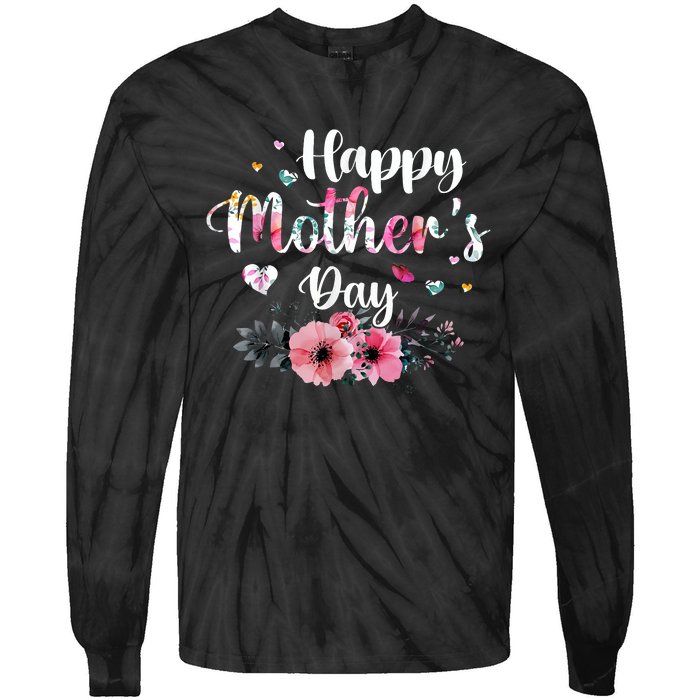 Happy Mother's Day Cute Floral For Mom Grandma Tie-Dye Long Sleeve Shirt