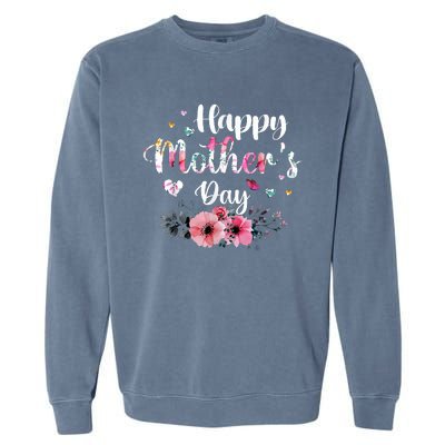 Happy Mother's Day Cute Floral For Mom Grandma Garment-Dyed Sweatshirt