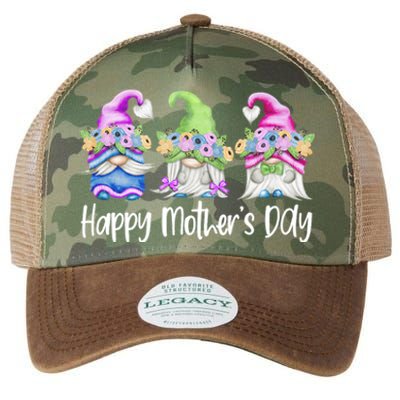 Happy Mothers Day Cute Gnomes Floral For Mom Daughter Legacy Tie Dye Trucker Hat