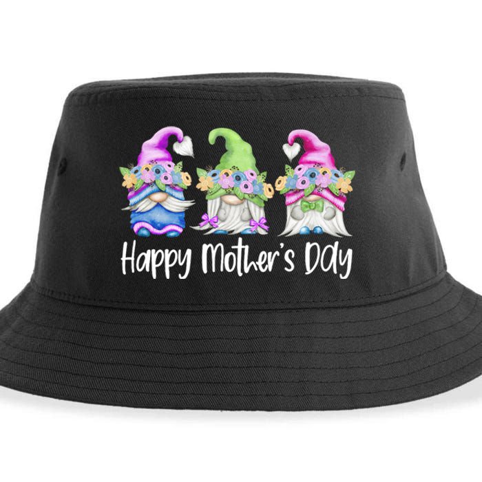 Happy Mothers Day Cute Gnomes Floral For Mom Daughter Sustainable Bucket Hat