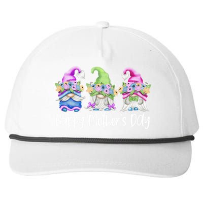 Happy Mothers Day Cute Gnomes Floral For Mom Daughter Snapback Five-Panel Rope Hat