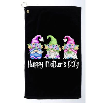 Happy Mothers Day Cute Gnomes Floral For Mom Daughter Platinum Collection Golf Towel