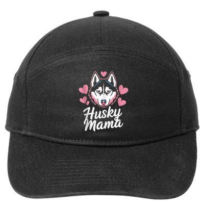 Husky Mama Dog Mom Gift For Wom.En Cute Husky Design 7-Panel Snapback Hat