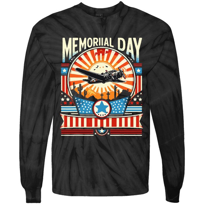 Happy Memorial Day 2024 Tie-Dye Long Sleeve Shirt