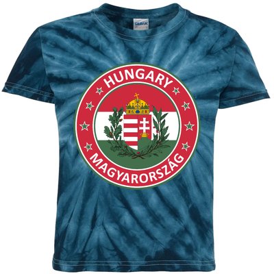 Hungary Magyarorszag Design With Flag Of Hungary And Coat Of Arms Kids Tie-Dye T-Shirt