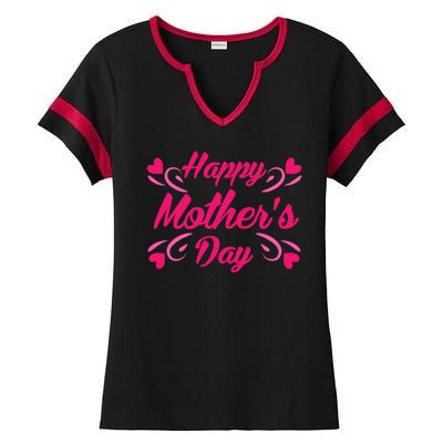 Happy Mothers Day Hearts Gift Ladies Halftime Notch Neck Tee