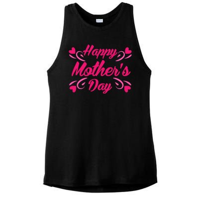 Happy Mothers Day Hearts Gift Ladies PosiCharge Tri-Blend Wicking Tank