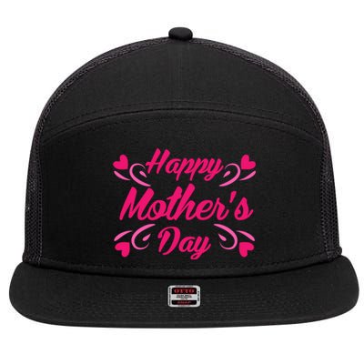 Happy Mothers Day Hearts Gift 7 Panel Mesh Trucker Snapback Hat