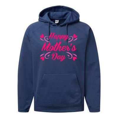 Happy Mothers Day Hearts Gift Performance Fleece Hoodie