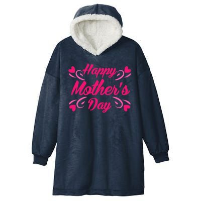 Happy Mothers Day Hearts Gift Hooded Wearable Blanket