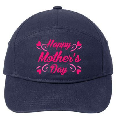 Happy Mothers Day Hearts Gift 7-Panel Snapback Hat