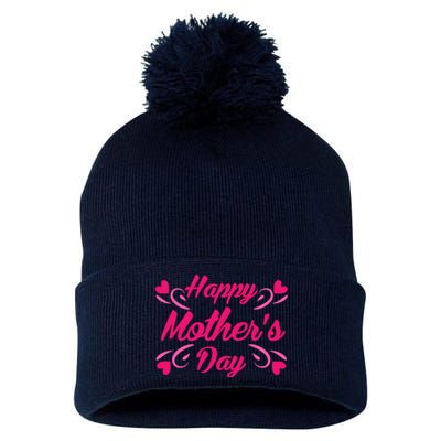 Happy Mothers Day Hearts Gift Pom Pom 12in Knit Beanie